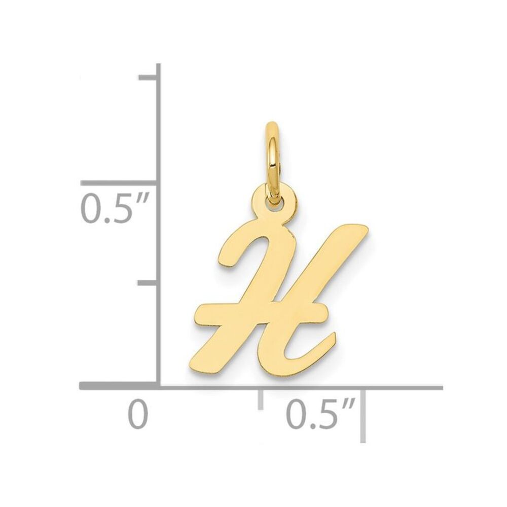 10k Yellow Gold Small Script Initial H Charm - image 3